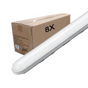 120cm Flat LED Armatur | 8 stk. Pakke | 4000K | 36W | 4320lm | IP65